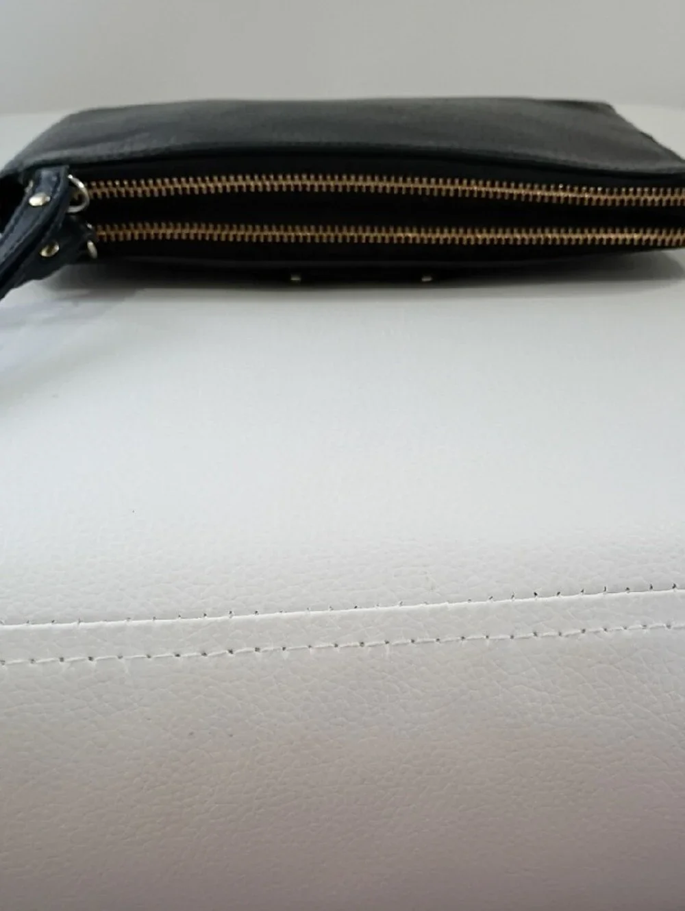 Kate Spade Leoni Black Pebbled Leather Double And Corner Zip Wristlet/Wallet